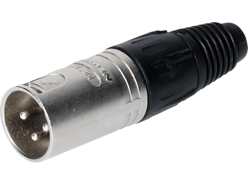 3-poliger XLR kabelstecker mit vernickeltem gehäuse und silber beschichteten kontakten