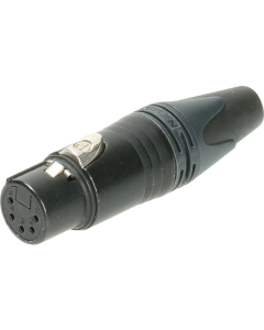 5-polige XLR kabelbuchse mit schwarz-verchromten gehäuse und vergoldeten kontakten