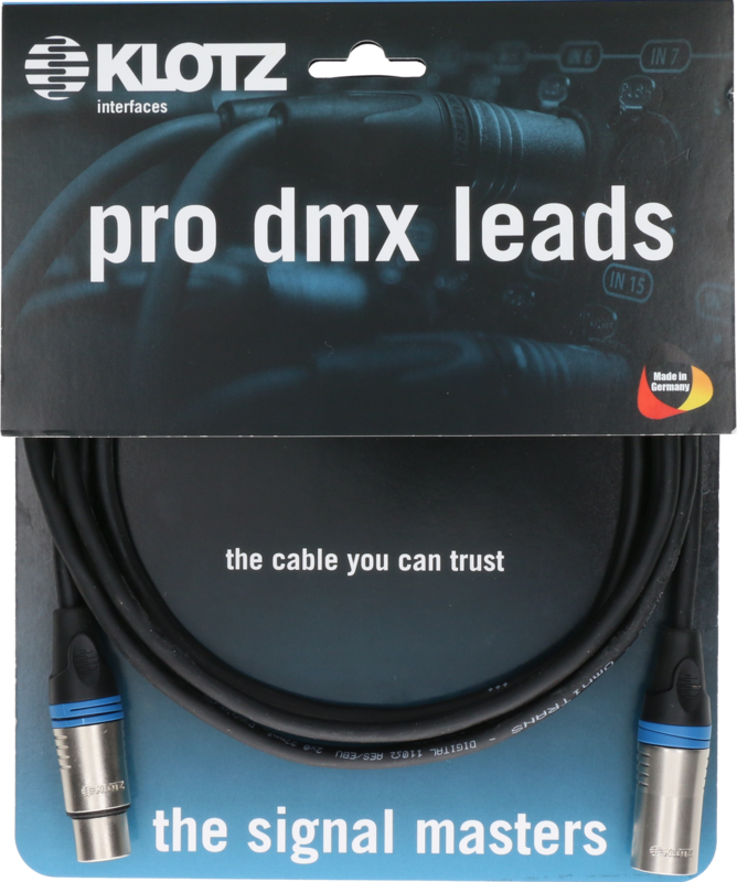 pro dmx lead LX3 sw  3m, XLR 5p F/M KLOTZ, Ring blau