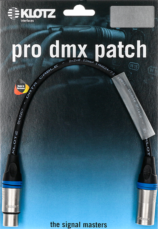 pro dmx patch LX6 sw  0,6m, XLR 5p F/M Neutrik, Tülle blau