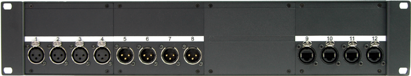 19" 2HE UMS IN Box, 4/4/4 XLR3p F/M/RJ45 - Mul.
